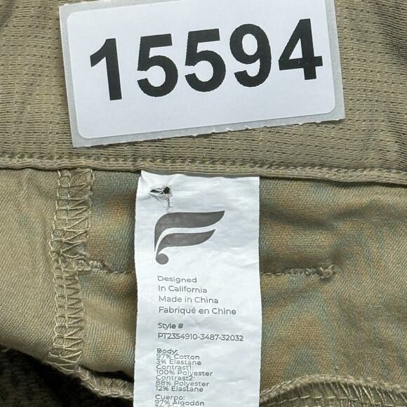 Fabletics Pants Men Tag Sz 32X32 Actual 32X28 Hemmed Tan High Side Classic Chino - Picture 11 of 11